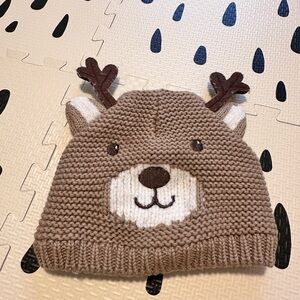 Carter's Brown Knit Hat with Antlers 12-24M